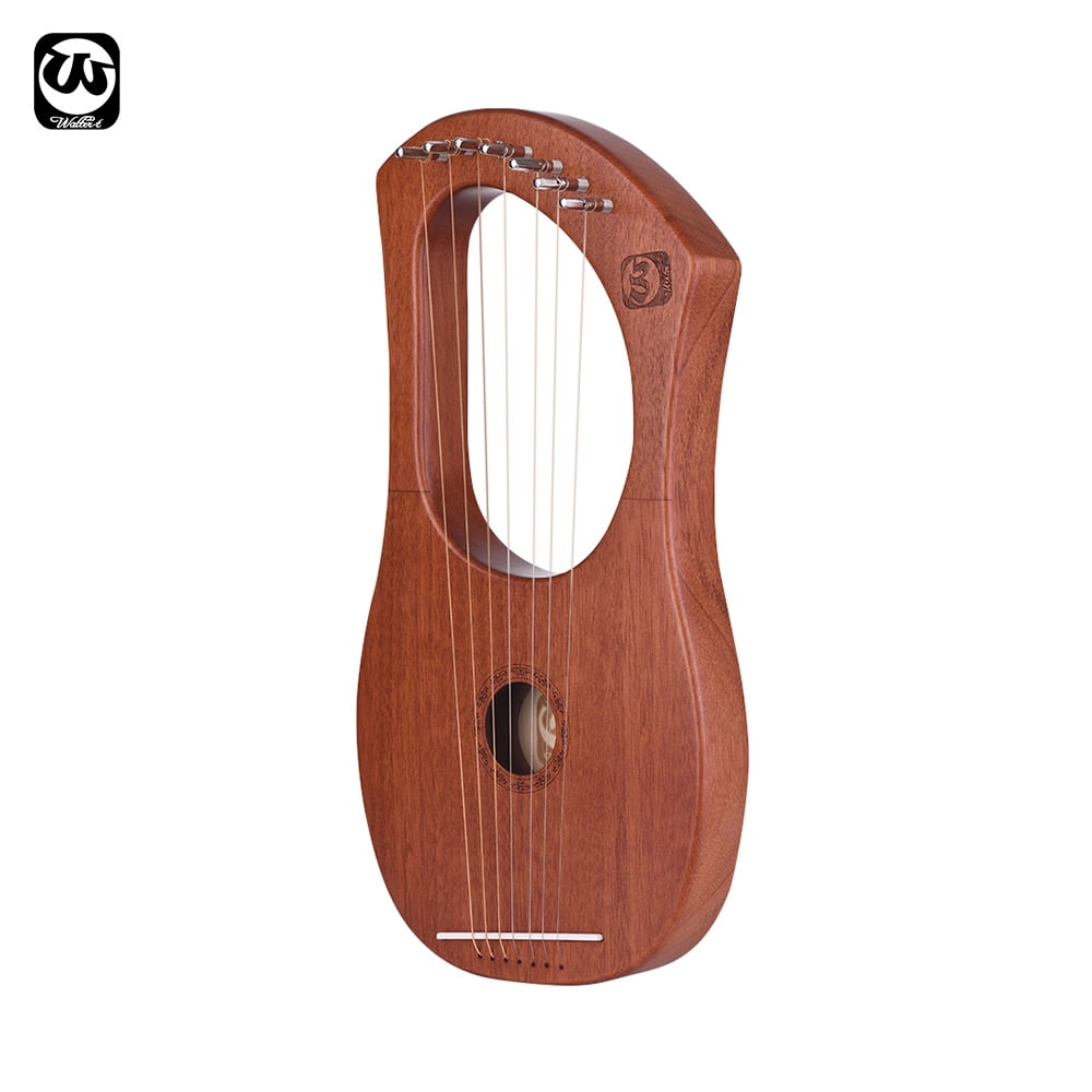 Walter.t 7String Wooden Lyre Harp Metal Strings Mahogany Wood Topboard