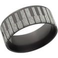 thumbnail image 2 of 10mm Flat Black Zirconium Ring with Lasered Piano Key Design, 2 of 3