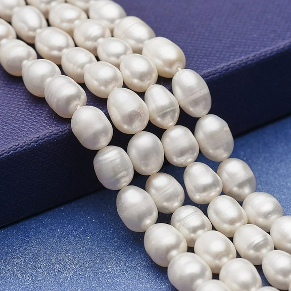 Natural Cultured Freshwater Pearl Beads Strands Potato White 7~9.5x7~7.5mm Hole: 0.5mm 35pcs/strand 13.78 inch(35cm)
