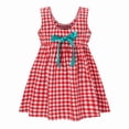 thumbnail image 1 of HBFAGFB Robes d'Été pour Fille 2024 Mode Filles Robe Sans Manches à Carreaux Ample Rouge Taille 130, 1 of 6