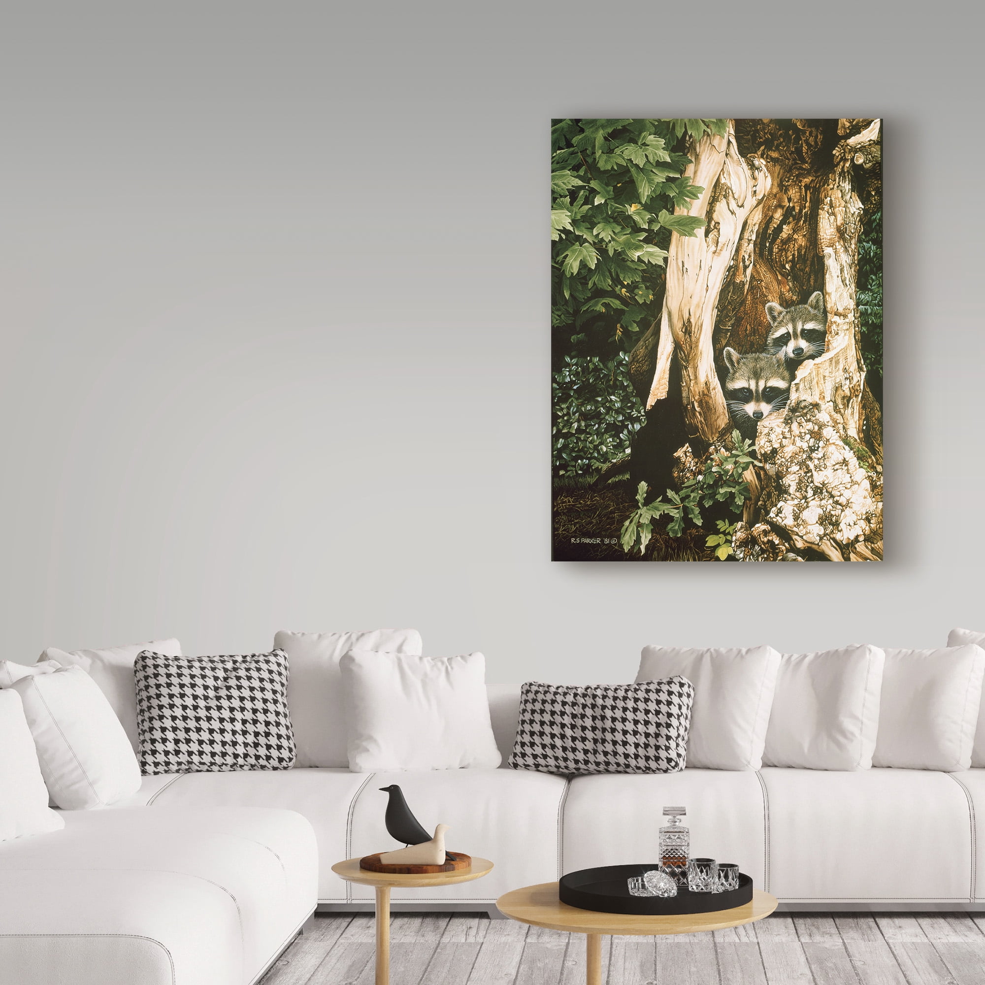 Trademark Fine Art 'Raccoon Pair' Canvas Art by Ron Parker