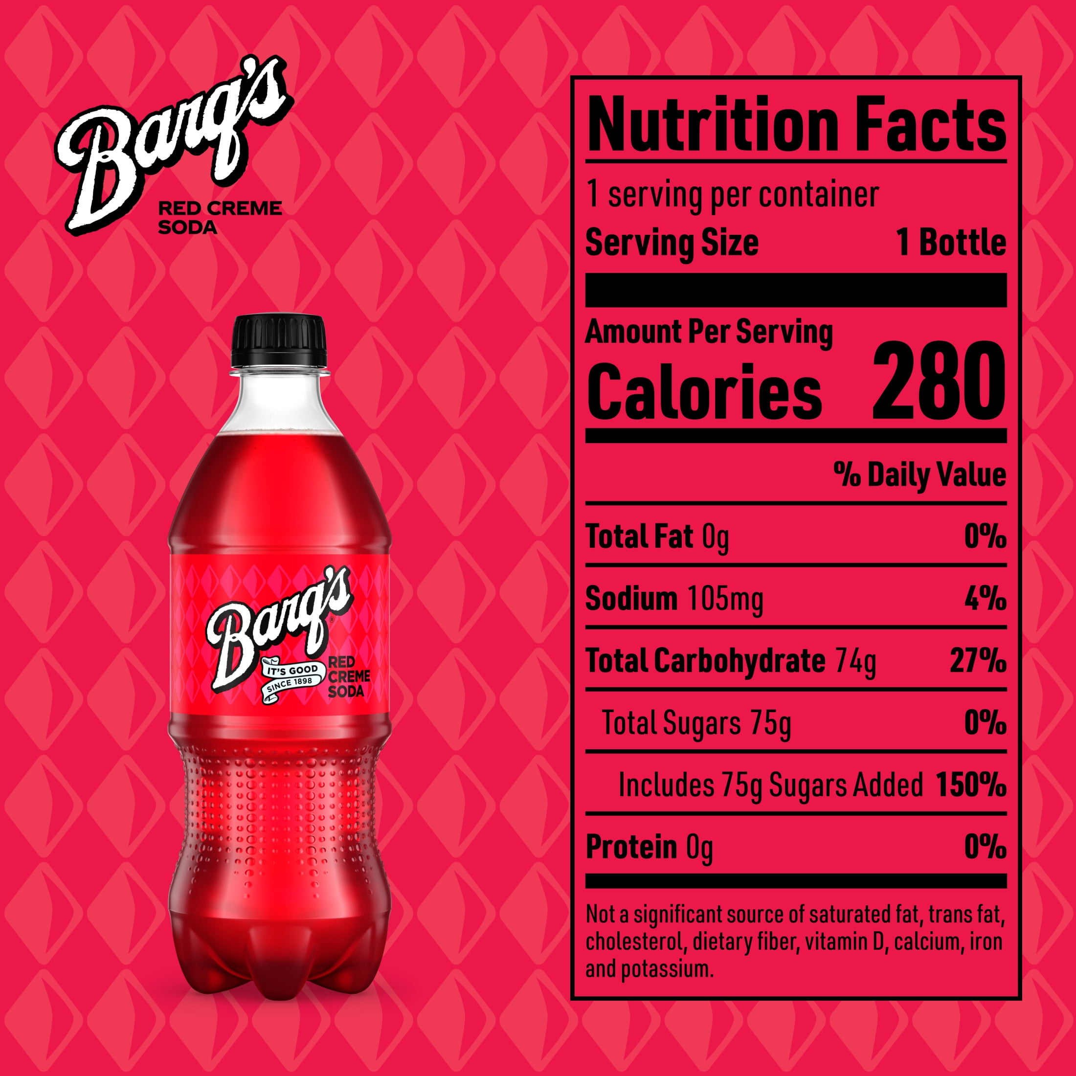 Barq's Red Creme Soda Pop Bottle, 20 fl oz