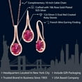 thumbnail image 4 of Gem Stone King 18K Rose Gold Plated Silver Red Created Ruby Pendant Earrings Set for Women (15.00 Cttw, With 18 inch Chain), 4 of 4