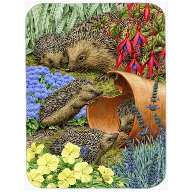 Hedgehogs In The Flower Pot Glass Cutting Board, Large
