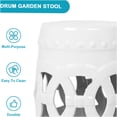 thumbnail image 4 of JERFIT 17 Inch White Ceramic Drum Stool, Garden Stool Side Table with Cut-Out Design for Patio, Balcony, Living Room Indoor Outdoor Use, 4 of 10