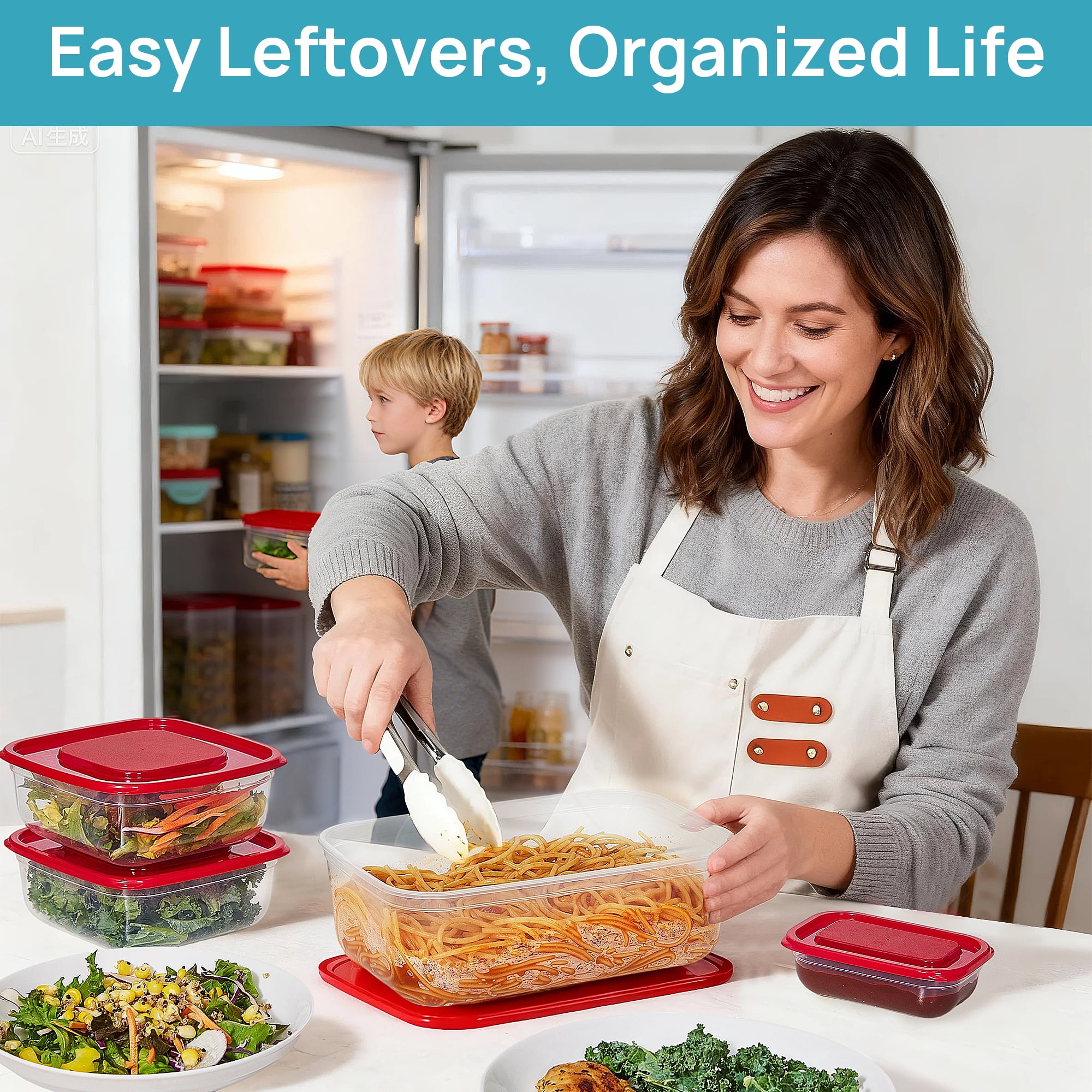 Sindcom 18 Pieces Meal Prep Containers, 4-Size ，Plastic Containers with Lids for Lunch,Leftover