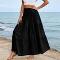 thumbnail image 4 of Women's Summer Casual Elegant Smock Layered Tiered Maxi Skirt High Waisted A Line Flowy Long Skirts with Pockets Black, 4 of 5