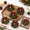 Red, variant on 6 Mini Cedar Wreath Cabinet Ornaments with Burgundy Bow, Holiday Decor for Small Spaces