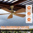 thumbnail image 6 of Parrot Uncle 56" Outdoor IP66 Waterproof Tropical Palm Leaf Ceiling Fan with Remote, 6-Speed DC Reversible Motor, No Light, Brown ABS Blades, 6 of 19
