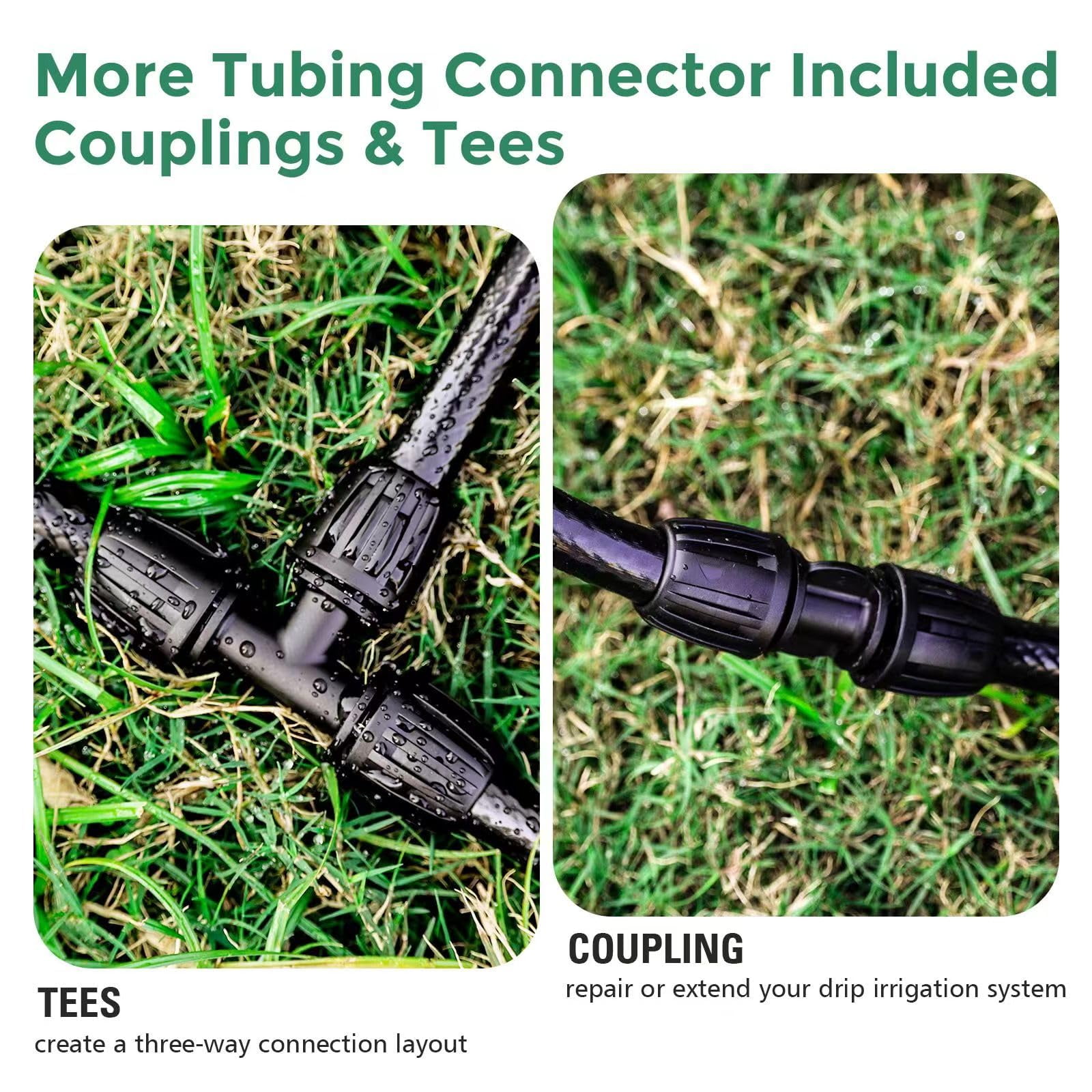 240FT Drip Irrigation System Kit, Automatic Garden Watering Misting System for Greenhouse, Yard, Lawn, Plant with 1/2 inch Hose 1/4 inch Distribution Tubing and Accessories