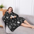 thumbnail image 5 of Oversized Wearable Blanket Hoodie,Black White Moon Leaf Flower Eye Pattern Sherpa Blanket Hoodie with Super Pockets,Super Warm Fuzzy Pullover for Women & Men, 5 of 6