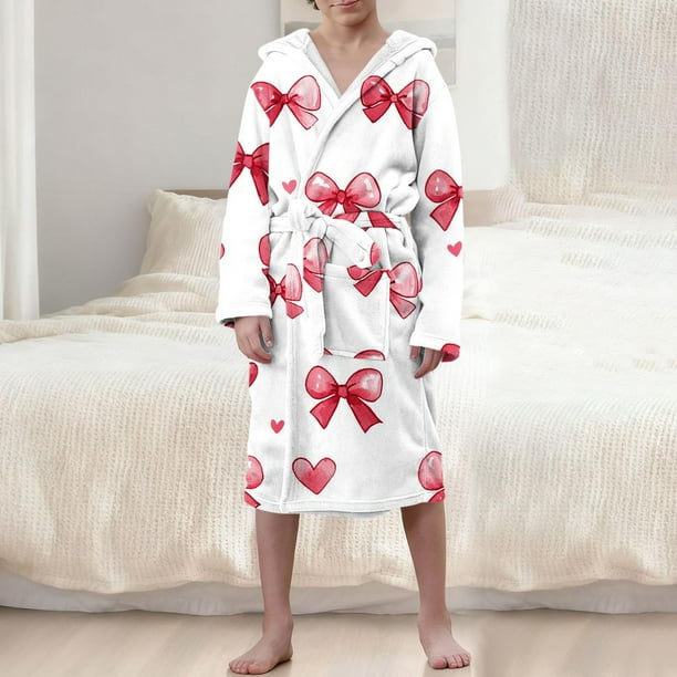 Ropa de cama Ropa infantil Albornoz grueso con capucha alargado Pijamas de terciopelo para niñas Camisón de poliéster para niñas