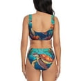 thumbnail image 3 of Wukai Sea Turtle in Coral Women's Bikini Set Two Piece,wimsuit High Waisted V Neck Twist Front Adjustable Spaghetti Straps Bathing Suit-, 3 of 7