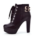 thumbnail image 3 of Chaussures Mode pour Femmes à Talon Carré Imperméables à Plateforme Bottines à Talons Hauts, 3 of 8