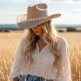 thumbnail image 2 of RUINIXCW Cowboy Cowgirl Hat For Women Men Western Hats Rhinestone Cowboy Hat Wide Brim Cow Girl Rodeo Hat Felt Jazz Cap For Rodeo Party, 2 of 8