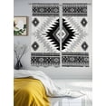 thumbnail image 3 of Black Beige Boho Sheer Curtains 72 Inch Length 2 Panels Set, Vintage Ethnic Tribal Southwestern Voile Window Treatment Rod Pocket Curtains Sheers Drapes for Bedroom/Living Room/Kitchen 52"x72"x2, 3 of 7