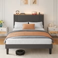 thumbnail image 5 of Hot Sale Wingback Upholstered Queen Bed Frame, Sturdy & Noise-Free Platform Bed, No Box Spring Required, Easy Assembly Dark Grey, 5 of 10