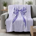 thumbnail image 2 of Purple Bow Blanket Soft Cozy Warm Throw Blanket for Couch, Plush Fuzzy Flannel Fleece Blankets for Sofa, Cute Bowknot Simple Pure Color Bed Blankets Lightweight Gifts for Women, 50"x80", 2 of 9