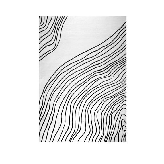 4' X 6' Black and White Abstract Area Rug