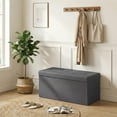 thumbnail image 4 of EDX Multi-functional 30 inch Folding Storage Ottoman Bench, End of Bed Foot Rest Stool with Padded Seat, Bedroom Bench for Living Room, Holds up to 660 Lbs, Grey, 4 of 15