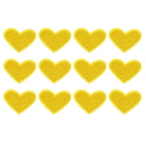 Uxcell 12Pack Iron on Heart Patches Sew on Heart Embroidered Patches, 25mm Yellow