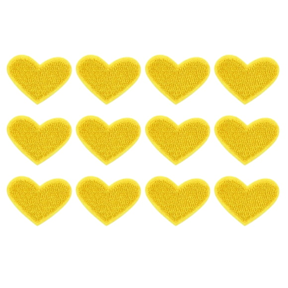 Uxcell 12Pack Parches de Corazón para Planchar, Parches Bordados de Corazón de 25mm Amarillo