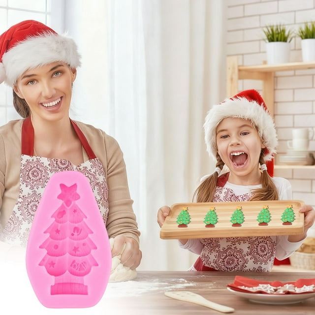 EGNMCR Christmas Decorations, Christmas Tree Chocolate Silicone Mould Christmas Decorating Fondant Cake Mould Pinetree Christmas Biscuits Baking Mould Silicone Christmas Tree Mold