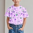 thumbnail image 2 of Short Sleeve Printed Round-Neck T-Shirt for Kids , Soft Polyester-Spandex Blend , Breathable Fabric , Loose Fit , Leak-Shoulder Design , Green Color, 2 of 9