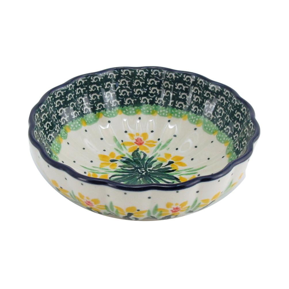 Polish Pottery 4.5'' Handmade Fluted Dessert Dish 023-Daffodils by Polish Pottery Boleslawiec