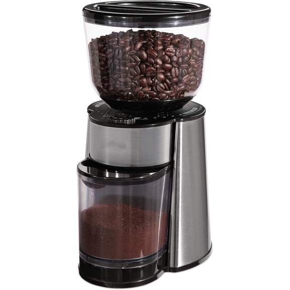Automatic Burr Mill Coffee Grinder with 18 Custom Grinders Silver