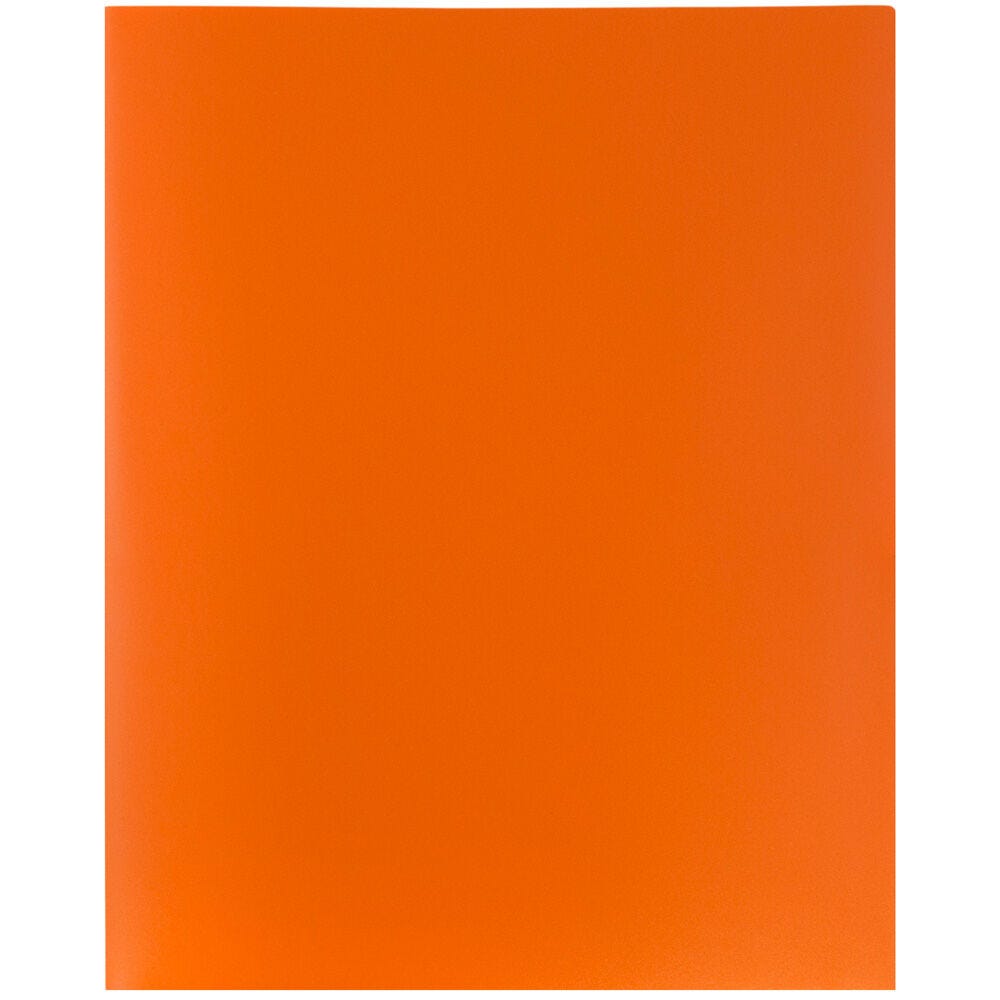 JAM Paper Plastic 2 Pocket POP Folders, School Folders, Orange, Bulk 48/Pack