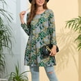 thumbnail image 5 of ENMAIN Womens Plus Size 3/4 Sleeve Round Neck Blouses Paisley Tunic Tops Green Shirts for Female, 5 of 8