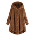 thumbnail image 2 of Womens Winter Jacket Plus Size Button Plush Tops Hooded Loose Cardigan Wool Coat Jacket Pink XXXXXL, 2 of 8