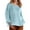 Light Blue, variant on Women Blouses Solid Color Round Neck Long Sleeve Loose Fit Casual Womens Summer Tops Holiday Wear,Blue,XXXXL