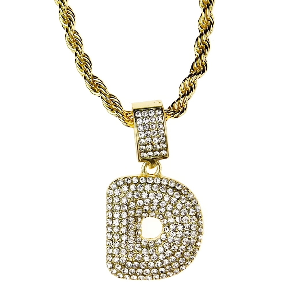 Hip Hop Iced out Bubbled Letter GOOD LIFE Pendant & 5mm 24" Rope Chain Necklace 