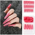 thumbnail image 1 of Uñas postizas a presión, regalo para mujer, 24 uñas postizas largas de cobertura completa, puntas de ataúd, manicura artística de bailarina, pegatinas para uñas., 1 of 2