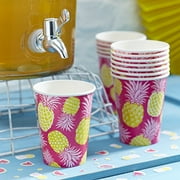 Ginger Ray Summer Fruits Hot Pink Pineapple Summer Party Paper Cups, Pink