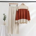 thumbnail image 2 of Elainilye Fashion Women's Loungewear Sets Casual Long Sleeve Knit Tops And Wide Leg Pants Sets Baggy Two Piece Outfit,Brown, 2 of 9