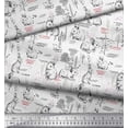 thumbnail image 2 of Soimoi White Cotton Duck Fabric Abstract & Rabbit Animal Printed Fabric 1 Yard 42 Inch Wide, 2 of 3