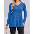 thumbnail image 6 of Weardear Maternity Tops Long Sleeve Pleated Waist Pregnancy Shirts V Neck Casual Pregnant Clothes Tunic Blouse for Women, 6 of 6