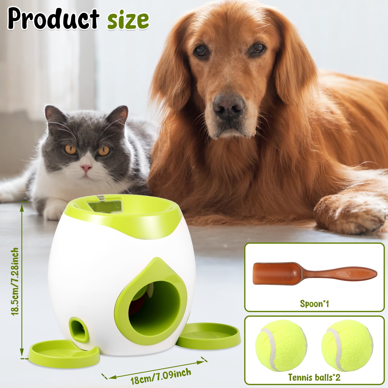 Dog Ball Launcher Interactive Puppy Ball Thrower Machine with Automatic Treat Dispenser Fun Dog Training Toys for Indoor Outdoor