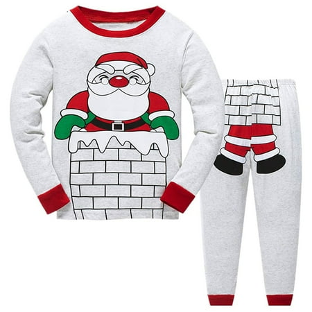 

Leutsin Toddler Kids Baby Boys Girls Pajamas Christmas Santa Sleepwear Pants Outfits Set