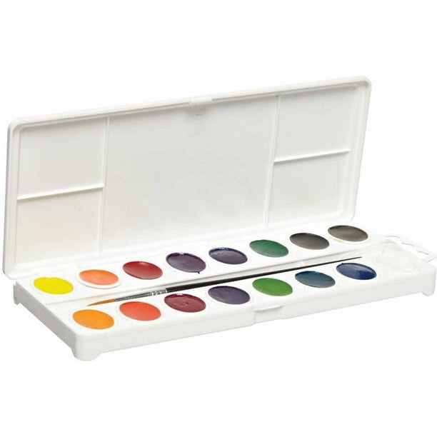 Sax True Flow SemiMoist Watercolor Paint Set with Brush, Plastic Oval