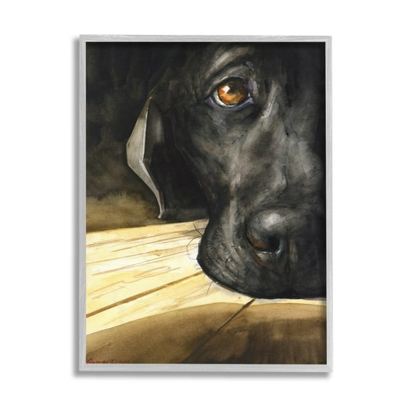 Stupell Industries Labrador Resting Pet Dog Portrait Brown Black Grey Framed, 16 x 20, Design by George Dyachenko