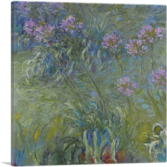 ARTCANVAS Agapanthus Flowers Canvas Art Print by Claude Monet - Size: 18" x 18" (0.75" Deep)
