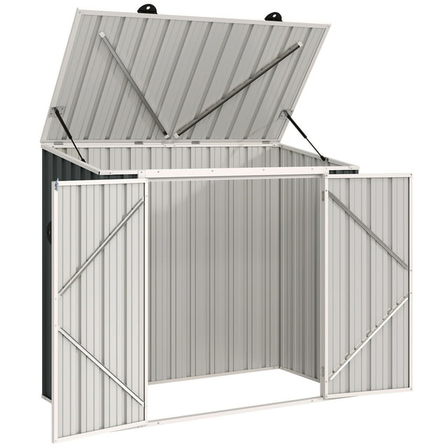 CoSoTower 5ft x 3ft Outdoor Storage Shed, Garbage Bin Shed Organizer with Lockable Double Doors and Openable Lid