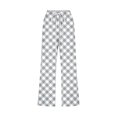 thumbnail image 2 of Ladies Cropped Trousers with Pockets Plaid Casual Capri Pants for Women Cotton Linen Cropped Troysers High Waist Wide Leg Trousers Cuffed Drawstring Elastic Sweatpants Capris Office Work, 2 of 4