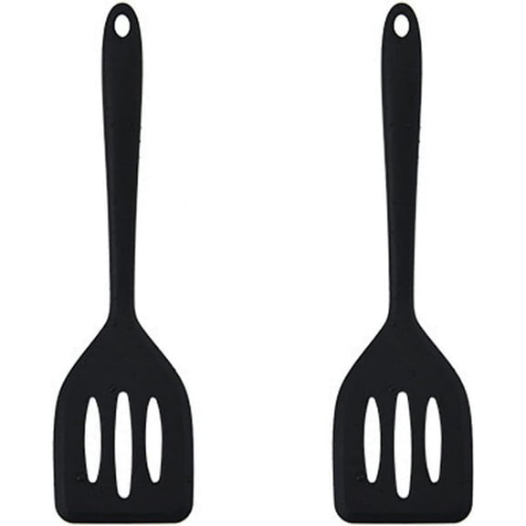 BPPEG 2 Packs Small & Large Slotted Silicone Spatula Flipper, Heat Resistant Kitchen, Food Grade Flexible Wide Seamless Rubber Cooking Utensil for Egg, Omelette, Burger in Nonstick Cookware