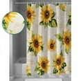 thumbnail image 4 of Sunflower Shower Curtain, 60" x 72", Vintage Flower Leaf Farmhouse Retro Background Waterproof Bathroom Curtain Washable Shower Curtain Set with 12 Hooks, 4 of 6