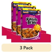 (3 pack) Kellogg's Raisin Bran Original Breakfast Cereal, Family Size, 24 oz Box
